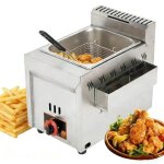 Friteuse � gaz professionnelle acier inoxydable de r�servoir de 8l avec cuill�re de panier pour famille ...