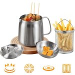 Friteuse inox 2l - dema - acier inoxydable 304 - capacit� 2l - panier et passoire inclus - fond composite ...