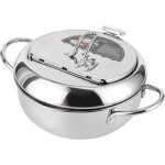 Friteuse - acier inoxydable - 20 cm - couvercle inclus - poign�e au toucher froid