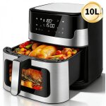 Friteuse sans huile 10l xxl air fryer ? 8 programmes �cran led s�curit� arr�t auto cadeau famille nombreuse ...