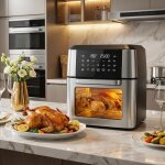 Friteuse sans huile 12l 360� air chaud tactile 12 modes pr�chauffage automatique facile � nettoyer repas ...