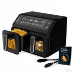 Friteuse sans huile airfryer 2 tiroir 8l 2200w double bac fen�tre transparente 10 programmes automatiques ...