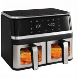 Friteuse sans huile vulcanterre airfryer 8019d 10l (2x45l double cuves amovibles) 2000w cuisson saine ...