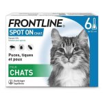Frontline spot on chat - anti - puces anti - tiques pour chat - 6 pipettes Frontline spot on chat - anti - puces anti - tiques pour chat - 6 pipettes