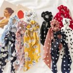 Fs12001 lastique cheveux chouchou ruban noeud foulard porte queue de cheval
