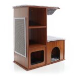 Fudajo cabane de jeu design bois brun fonc pour chats arbre de gratta