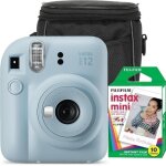 Fujifilm instax mini 12 ensemble appareil photo bleu pastel avec 10 films et étui. Fujifilm instax mini 12 ensemble appareil photo bleu pastel avec 10 films et étui.