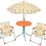 Fun house fruitys salon de jardin - 1 table h. 46 x �46 cm 2 chaises h. 53xl. 385xp. 375 cm et 1 parasol ...