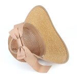 Funmoon chapeau femmes de paille de plage large bord visi�re de protection uv de soleil avec n?ud style ...