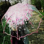 Funmoon parapluie femmes japonais en plastique pvc transparent trois plis accessoire paississant en ...