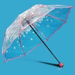 Funmoon parapluie femmes pliant transparent fleurs mini crayon portable parasol coupe vent en dentelle ...
