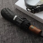 Funmoon parapluie hommes automatique affaires 10 c�tes manche en bois golf parasols coupe vent anti uv ...