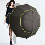 Funmoon parapluie hommes et femmes pliant double couche femmes 130cm rsistant au vent grand format revtement ...