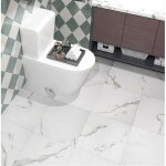 Funstick sols pvc adhesif marbre blanc 30x30cm 5 dalles pvc autocollantes pour sol de salle de bain imperm�abl ...