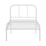 Lit simple - furniturer - 190 x 90 cm blanc - 198. 5x92. 5x81. 5 cm - sommier � lattes - charge 120 kg ...