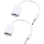 Fusd 2 pcs auxiliaire vers usb adaptateur prise jack audio auxiliaire 35 mm m�le vers usb 2. 0 femelle ...