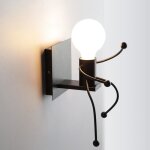 Fusion& applique mural en fer noir lampe mural humanoïde vintage industrielle Fusion& applique mural en fer noir lampe mural humanoïde vintage industrielle