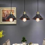 Fusion& e27 3 tete suspension rglable vintage industrielle abat - jour cage forme chapeau fer noir pour ...