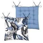 Galette de chaise - feuillage bleu - 38x38 cm - d�houssable - lavable