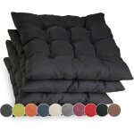 Galette de chaise - lot de 4 - polyester - avec rubans - int�rieur ext�rieur - noir - 45x45 cm accessoires ...