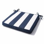 Galette de chaise imperm�able d�houssable � rayures arcachon bleu fonc� 40x40 cm