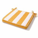 Galette de chaise imperm�able d�houssable � rayures arcachon jaune 40x40 cm
