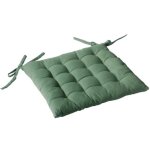 Galette de chaise pique 16 points en coton et nouettes - argile - 38 x 38 x 3 cm