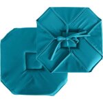 Galette de chaise  rabats et nouettes bleu canard 40x40 cm
