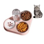 Gamelle 3 en 1 - chat - acier inoxydable - distributeur deau automatique - bol rond - intrieur