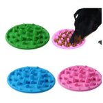 Gamelle anti glouton - rose - plastique - rond - pour chien et chat