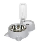 Gamelle pour chat 2 - en - 1 - gris - distributeur d?eau automatique 500ml - bol  nourritures - plastique ...