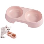 Gamelle pour chat - durable - double - plastique - rose - intrieur