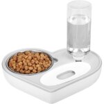 Gamelle chien chat 2 - en - 1 avec distributeur d?eau automatique forme de c?urfontaine a eau chat � ...