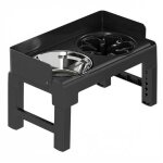 Gamelle pour chien r�glable en hauteur pliable respectueuse de la nuque anti - �claboussures en acier ...