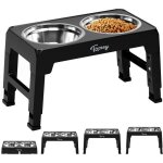 Gamelle chien r�glable en hauteur gamelle chien surelevee avec 2 bols en acier inoxydable de 1200 ml ...