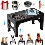 Gamelle chien sur�lev�es de 5 hauteurs ajustables avec 2 bols en acier inoxydable et 1 gamelle anti - ...