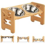 Gamelle chien surelevee porte gamelle pour chat et petit chien rglable durable bambou support gamelle ...
