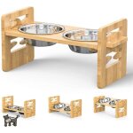 Gamelles chien surelevee porte gamelle pour chiens moyen et grand rglable durable bambou support gamelle ...
