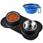 Gamelle double - zgeer - inoxydable - antid�rapante - 400 ml - pour chat et petit chien