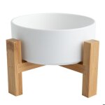 Gamelle sur�lev�e en c�ramique pour chats et chiens avec support en bois antid�rapant solide