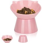 Gamelle sur�lev�e inclinable 15� rose r�duit pression cou pour petit chien / chat