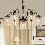 Lustre en cristal - ganeed - mtal industriel - 7 lumires - noir - e27