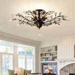 Lustre en cristal - ganeed - vintage - 5 lumires - noir - e14 - 40w