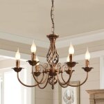 Lustre - ganeed - vintage - mtal - bronze - 6 ampoules e14 farmhouse chandelier bronze rustic 6 light ...
