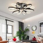 Plafonnier led ganeed - forme de pétale de fleur ovale - noir - 80w - 12 lumières Plafonnier led ganeed - forme de pétale de fleur ovale - noir - 80w - 12 lumières