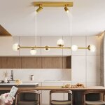 Suspension led globe ganeed - 6 ampoules - 2 spots - 46w - lxh:120x150cm - fil de suspension rglable ...