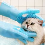 Gants de bain magiques en silicone pour animaux de compagnie shampooing parfait brosse pour chien et ...