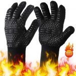 Gants de barbecue 1 paire bbq gants de four anti - chaleur jusqu 800c universel gants de cuisine rsistant ...