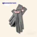 Gants chauds femme - n?ud en mouton - velours de soie - gants tactiles r�sistants au froid et au vent ...