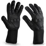 Gants de cuisine - anti - chaleur - noir - résistance jusquà 500°c - lavables - idéaux pour barbecue Gants de cuisine - anti - chaleur - noir - résistance jusquà 500°c - lavables - idéaux pour barbecue